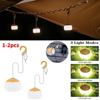 1/2PCS Mini Retro Camping Linterna USB RechargeableHaning Gancho de la Noche la Luz de la Batería potencia,en la Tienda de la Mesa de Luz De Emergencia al aire libre