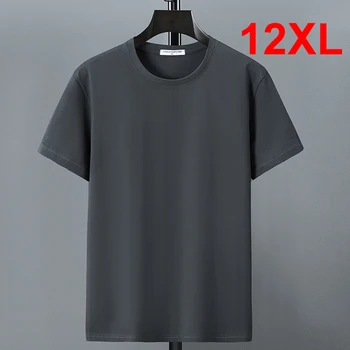 10XL 12XL Plus Tamaño de la camiseta de Verano de Algodón T Camisa de los Hombres de Manga Corta Camiseta Casual Tops Camisetas Masculinas de Color Sólido Camisa con cuello redondo