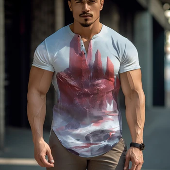 2023 Verano Nueva camiseta de los Hombres Extraña Forma de la Piedra de la Impresión en 3d T-shirt de las Vacaciones de Hawaii T-shirt de la Calle Todos-partido de la camiseta
