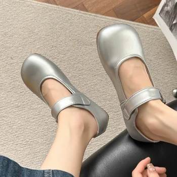 2023 Zapatos de Moda para Mujer Otoño de la Hebilla de la Correa de la Mujer, Pisos Sólidos de Fondo Suave Zapatos de las Señoras Dedo del pie Redondo de la Luz Casual Pisos