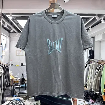 2023ss Bordado de San coreano de la Moda de las Mujeres de los Hombres de Alta Calidad de Doble capa Tops Clásico en el Hip-hop Harajuku Streetwear T-Shirt