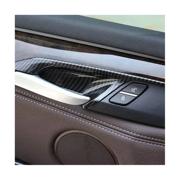 4PCS Car Interior de la Manija de la Puerta Bol Cubierta de guarnición para BMW X5 F15 X6 F16 2014-2018 Apoyabrazos Marco del Panel Decorativo Pegatina de Carbono