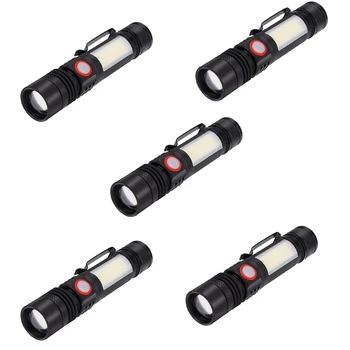 5X Linterna de LED Impermeable Linterna Magnética de la Antorcha de Zoom T6+COB Linterna Con Un Clip de la Mano de la Luz de Batería 18650