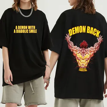 Anime Baki The Grappler Camiseta de Manga Yujiro Hanma Demonio Back Fight Corto Sleevet de camiseta de los Hombres de las Mujeres de Moda de Camisetas de Streetwear