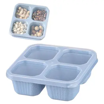 De Plástico Bento Snack Caja Reutilizable 4 Compartimentos Estancos De Los Alimentos La Preparación De Comidas Contenedores Para El Trabajo De La Escuela Y Los Viajes En El Lavavajillas