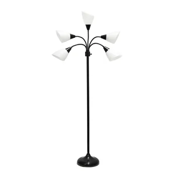 Diseños simples 5 de la Luz Ajustable con cuello de cisne Negro de Lámpara de Piso con Tonos Blancos