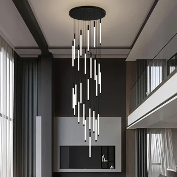 Escalera de Techo lámpara de Araña Moderna 2023 Luces para la Sala de estar Decoración de la Lámpara Led del Brillo de Lámparas de araña de Comedor tipo Loft de Iluminación de Interiores