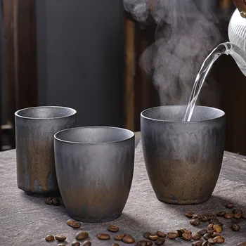 Japonés del vintage dorado de la taza de café de cerámica de gran tamaño de la taza de té copa master de kung fu juego de té, taza de café espresso
