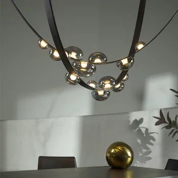 La luz LED de la lámpara de Araña Colgante de la Lámpara de la Novedad de la Vida Moderna de Comedor Isla de Cuero Colgando de la Barra del Restaurante el Diseñador de Accesorios de Cristal