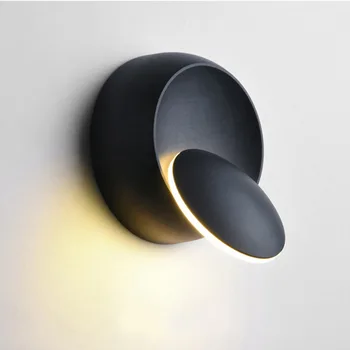LED lámpara de Pared, Lámpara De 360 Grados de Rotación Ajustable de la Mesilla de luz Blanca, Negra Creativo de Luz de Pared Negro Ronda Moderno Aplique de Pared Lámparas de
