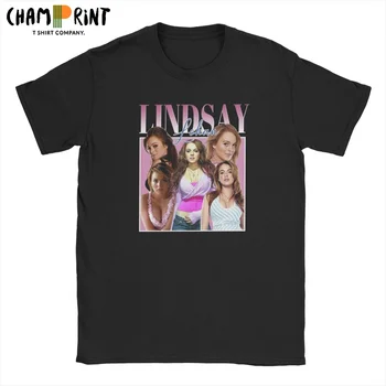 Lindsay Lohan Camiseta para hombre 100% Algodón de la Novedad de la T-Shirt Cuello redondo de la Camiseta de Manga Corta Tops de la Nueva Llegada