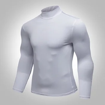 Los hombres de Compresión de Running Sólido camiseta de Manga Larga de Deporte camiseta de Gimnasia Deportiva de secado Rápido Guardia de Erupción de gimnasio camisetas
