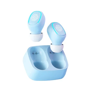 Mini Auricular Bluetooth Inalámbrico Toque de Luz Tapones Anti-Sudor HD con Calidad de Sonido Estéreo Universal de Auriculares,Blanco