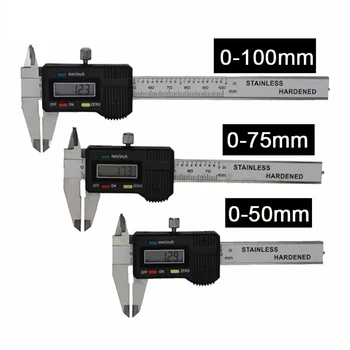 Mini de Acero Inoxidable calibre Digital de 50 mm 70 mm 100 mm Electrónicos Vernier Caliper Regulador de la Pinza de Gema Medidor de Espesor de
