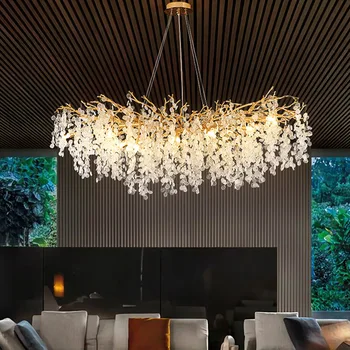 Moderno, de Lujo Diseñador de Lámparas de araña de Oro de Cristal para la Decoración del Hogar de la Cocina Dormitorio Arte del Hierro Rama de Árbol, Accesorios de la Lámpara de la Luz Interior