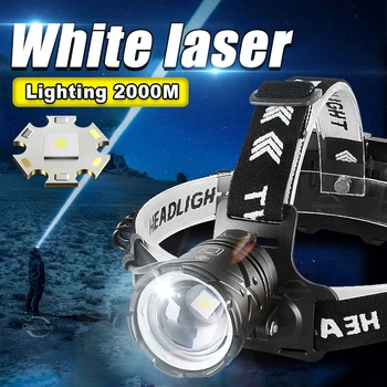 Más Potente proyector de LED Blanco Láser Recargable de la Linterna de 2.000 metros de Largo Tiro Alto de la Cabeza de la Energía de la Linterna XHP90 la Cabeza de la Lámpara de la Linterna