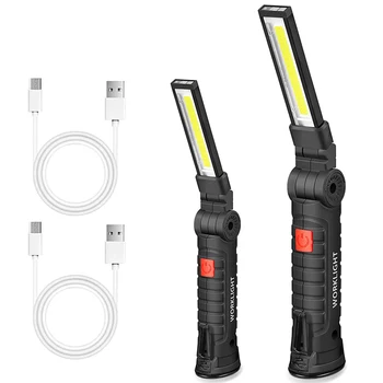 Nueva COB LED Linterna Magnética Luz de Trabajo Recargable USB de la Antorcha Gancho Portátil Linterna de Luz de Inspección de Camping de la Reparación del Coche de la Lámpara
