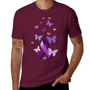 Nueva Púrpura de la Conciencia de la Cinta con Mariposas T-Shirt ropa de verano camisetas personalizadas camiseta más el tamaño de camisetas camisetas divertidas para los hombres