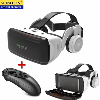 Original VR de Realidad Virtual Gafas 3D Cuadro de Estéreo VR Google Cartón de los Auriculares de Casco para IOS, Android, Smartphones,Inalámbrico Rocker