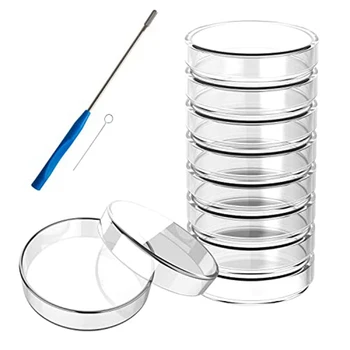 Placa de Petri de Vidrio Con Tapas de 60 mm X 15 mm, Pack De 10 placas de Petri de Vidrio Reutilizables Con la Inoculación de Bucle, de Vidrio placa de Petri Fácil De Usar