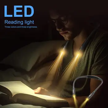 Portátil de Luz en forma de Cuello Libro Luz de Lectura de Manos libres Led Lámparas de Lectura con Flexible Regulable libre de Parpadeo para Confortable