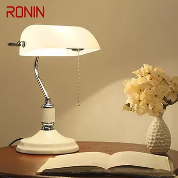 RONIN Clásico Simple Lámpara de Mesa Creativos Blanco LED de Diseño Vintage de Cristal de la Luz de la Decoración para el Hogar Dormitorio-Estudio del Escritorio de la Oficina
