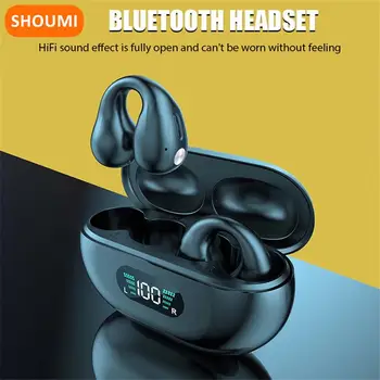 Shoumi 2023 Hueso De La Conducción Auricular Bluetooth V5.3 Clip de Oreja Auricular Inalámbrico con Clip de oreja Auriculares Pendiente de Deportes de Auriculares con Micrófono