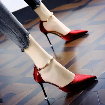 Tacón de aguja Roja de las Mujeres del Talón de los Zapatos de 2023 Tendencia Sandalias para Fiesta y Bodas Bombas Chic y Elegante, Sexy Tacones para las Mujeres