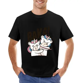 Unicornio Bofetada: Él Llama a Su Amigo BAKA T-Shirt camiseta de peso pesado de camisetas Estética de la ropa de vestir para hombres